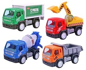 Toyshine Pack of 4 Pullback City Builder Construction Truck Vehicles ...