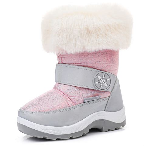 Apakowa Kids Girls Insulated Lined Winter Warm Snow Boots (Toddler ...