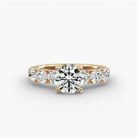 Prong Set Side Stone Diamond Engagement Ring In 14K Yellow Gold-17555y14