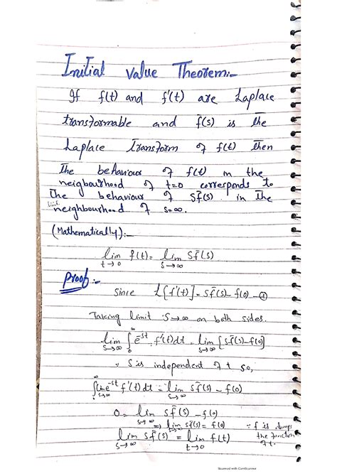 SOLUTION: Initial and final value theorem in laplace transform - Studypool