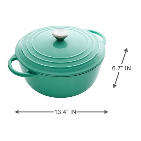 Real Simple Green Cast Iron Dutch Oven 5qt | At Home