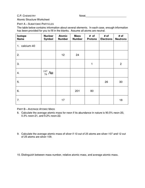 Image result for Atomic Structure Worksheet Answer Key