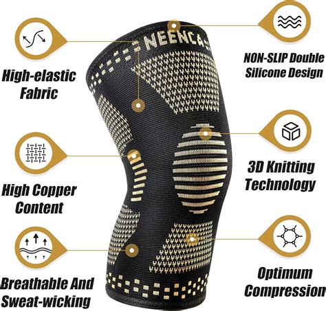 Buy NEENCA Copper Knee Sleeves (Pair), Professional Knee Brace with ...
