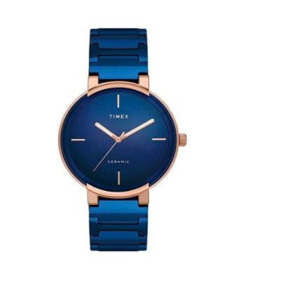 Timex Mens 40 mm Blue Dial Ceramic Bracelet Analogue Watch - TWEG21201 ...