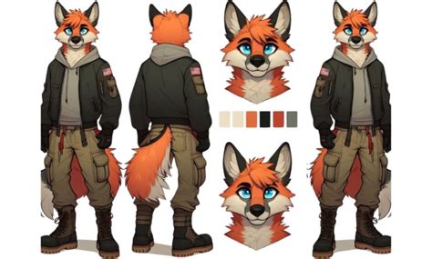 Draw custom furry reference sheet, character reference sheet, fursona ...
