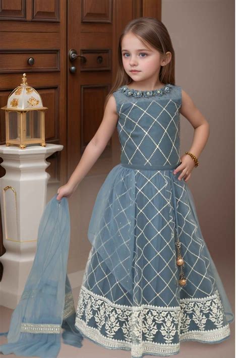 Elegant Blue Embroidered Lehenga Choli Set With Dupatta For Girls ...