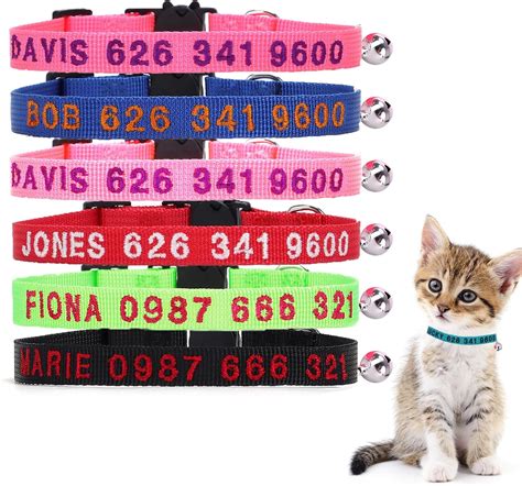 Amazon.com : Nocmxta Personalized Nylon Cat Collars,Custom Embroidered ...