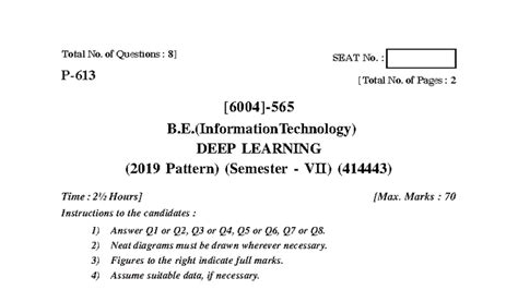 B.E. IT Semester VII: Deep Learning QP (April 2023) - Studocu