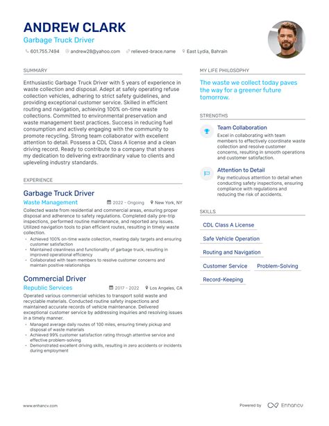 3 Successful Garbage Truck Driver Resume Examples And Writing Tips for 2024