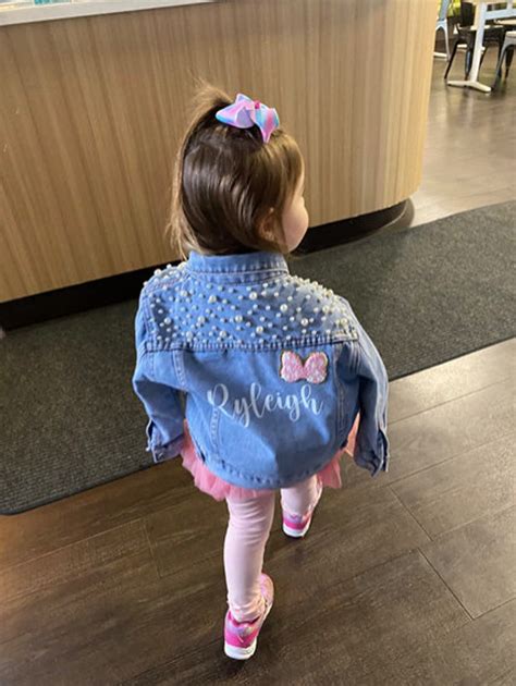 Little Girls Personalized Blue Pearl Denim Jacket | Flower Girl Jean ...