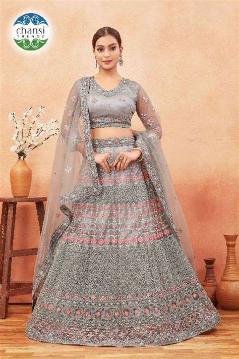 CHANSI TRENDZ D.NO F-92 WHOLESALE BUTTERFLY NET FESTIVE WEAR LEHENGA ...