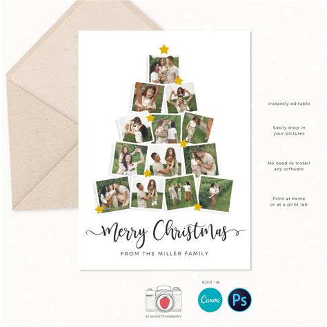 Christmas card template “Christmas tree photo collage” – Strawberry Kit