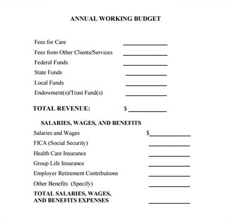 Image result for Sample Operating Budget Template