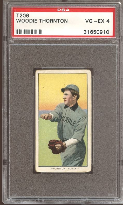 Lot Detail - 1909-11 T206 Piedmont 350/25 Woodie Thornton PSA 4 VG/EX