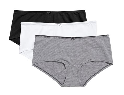 3-pack cotton shortie briefs - Dark grey/Striped - Ladies | H&M IN