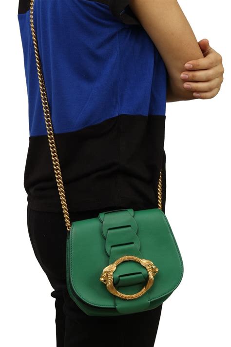 Buy Roberto Cavalli Green Calfskin Sling Bag Online – Luxury Designer ...