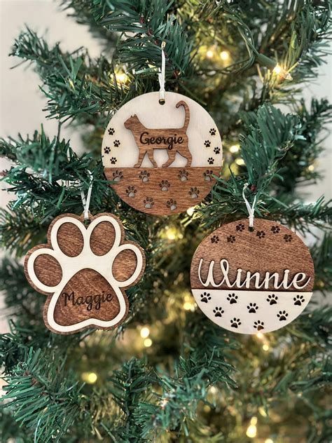 Personalized Cat Ornaments- Set of 3, Custom Pet Christmas Ornaments ...