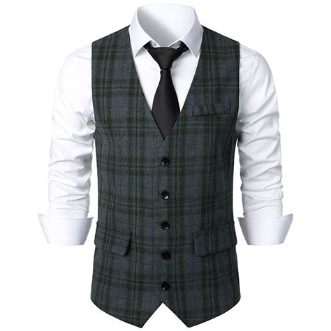 Customer reviews for TMOYZQ Mens Vintage Plaid Wool Tweed Suit Vest ...
