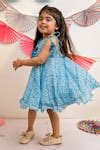 Buy Sky Blue Cotton Tassels Tie Up Printed Dress For Girls by Tiny ...