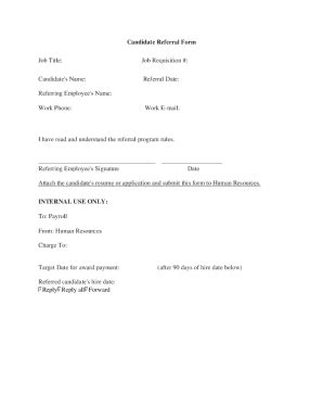 Fillable Online Candidate Referral Form Fax Email Print - pdfFiller