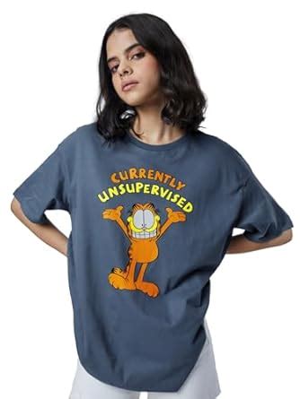 Buy The Souled Store Official Garfield: Unsupervised Women Oversized ...