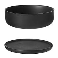 MyGift 8 Inch Modern Round Black Ceramic Cactus Succulent Planter Bowl ...