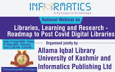 National Webinar on Libraries, Learning and Research - Roadmap to Post ...
