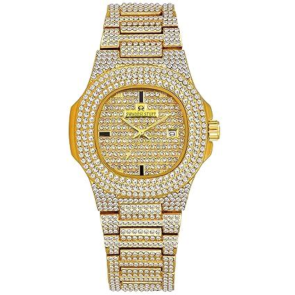 Buy SWADESI STUFF The Emperor Hand-Studded Diamonds Gold Dial Premium ...