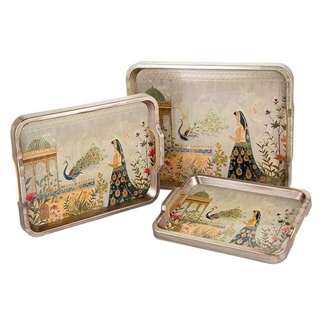 WARMEO Royal Wooden Serving Tray Set |Multipurpose Decorative Trays ...