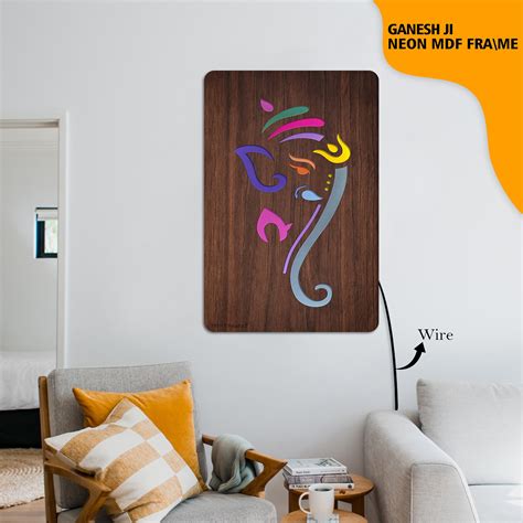 MDf Neon Ganesh Ji Frame – Print Bharat