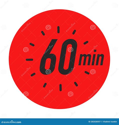 60 Minutes Timer Symbol Red Color Style Stock Vector - Illustration of ...