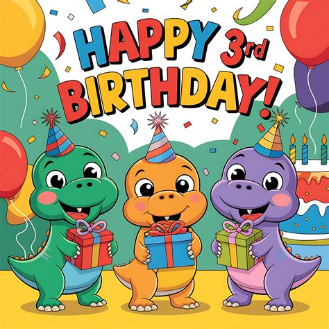 Happy 3rd Birthday - Free Vector Download in 2025 | Happy birthday boy ...