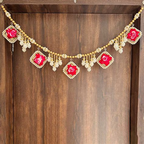 Buy Handmade Decorative Red Rose & Square Bangles Toran Online On Zwende