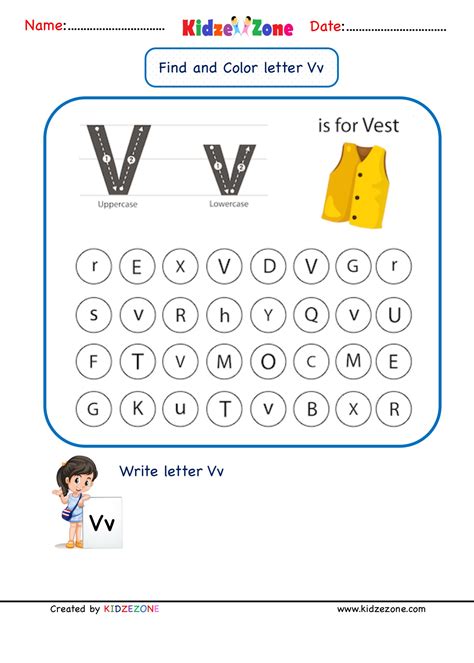 Letter V Worksheets For Kindergarten