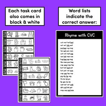 Odd One Out Rhyme Task Cards SET 1- CVC, CCVC/CVCC & Consonant Digraph ...
