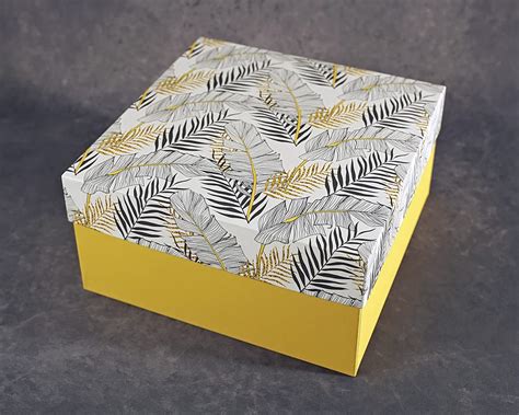 Bespokeprintin Golden Fronds Design Tall Square Gift Box (Pack of 6 ...
