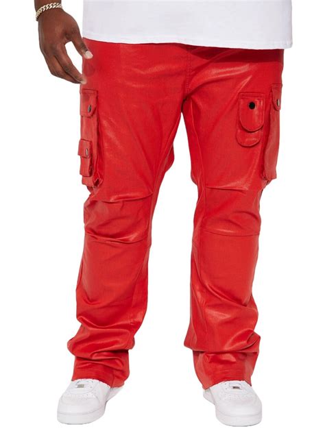Red Leather Cargo Trouser