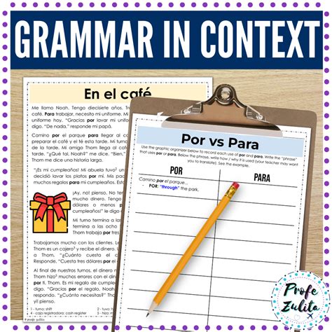Spanish Por vs Para Grammar in Context Story + 5 Activities - Sub Plans ...