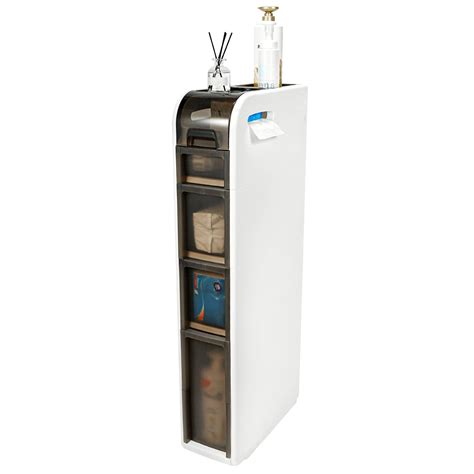 BAISRGS 4-Tier Bathroom Floor Cabinet, Narrow Bathroom Storage Cabinet ...