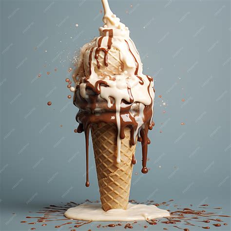 Premium AI Image | Melting ice cream in cone