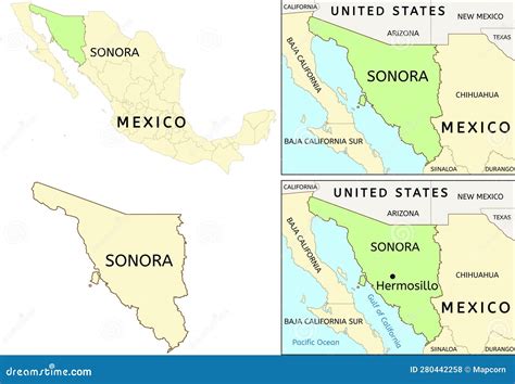 Sonora Map Mexico And Arizona