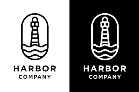 Harbor coastal beach lighthouse searchlight beacon tower island logo ...