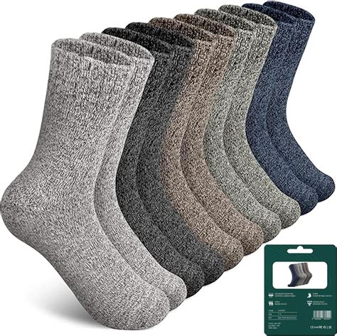 VOXXU Thick 5 Pair Merino Wool Socks for Men – Comfortable & Soft ...