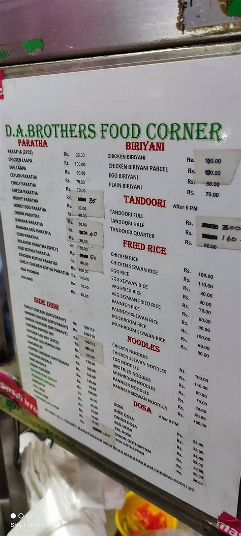 Menu at INR Food Truck, Chennai