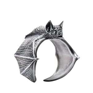 SALTY Anti Tarnish Black Spooky Bat Finger Ring for Women | Adjustable ...