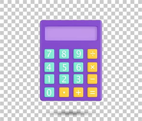 Icône 3d de la calculatrice Calculatrice numérique violette sur la vue ...