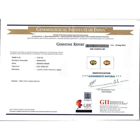 Huge 12.81 Ct Untreated Natural GII Certified Colour Changing Alexandrite