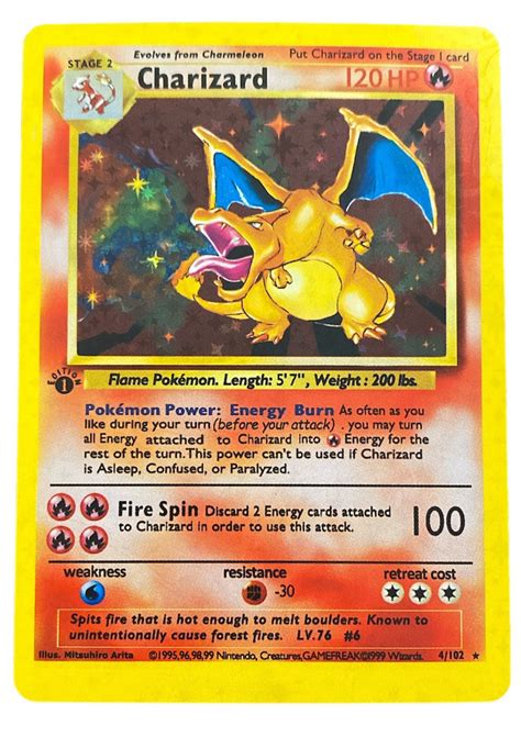 Charizard 1st Edition Base Set Holo / Holographic Reprint - Etsy