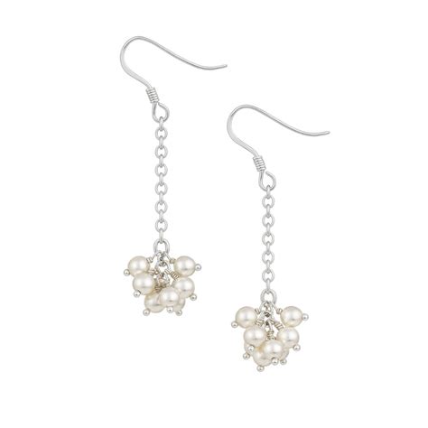 Silver Pearl Bunch Earrings