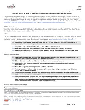 Fillable Online Grade 1 Science Unit: 03 Lesson: 02 Suggested Duration ...